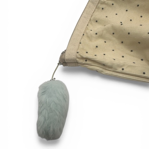 Aeiou Korea Corduroy Polka Dot Pouch - Cream & Black Pom Pom - Picture 3 of 5